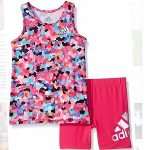 Adidas Multicolor Tank with Pink Shorts